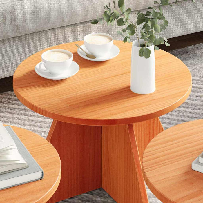 Kaffebord 3 pcs Voksbrun 49 x 49 x 30 cm Heltre furu