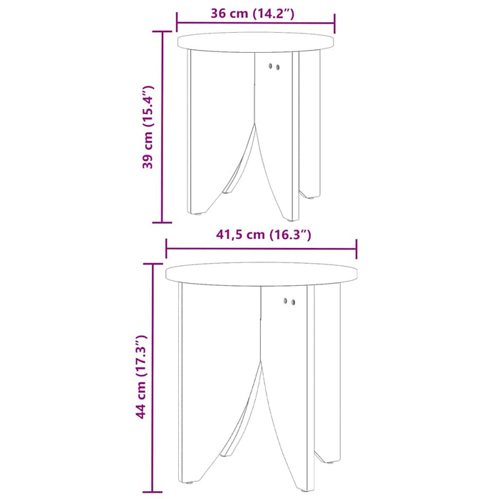 Kaffebord 2 pcs Hvit 41,5 x 41,5 x 44 cm Heltre furu