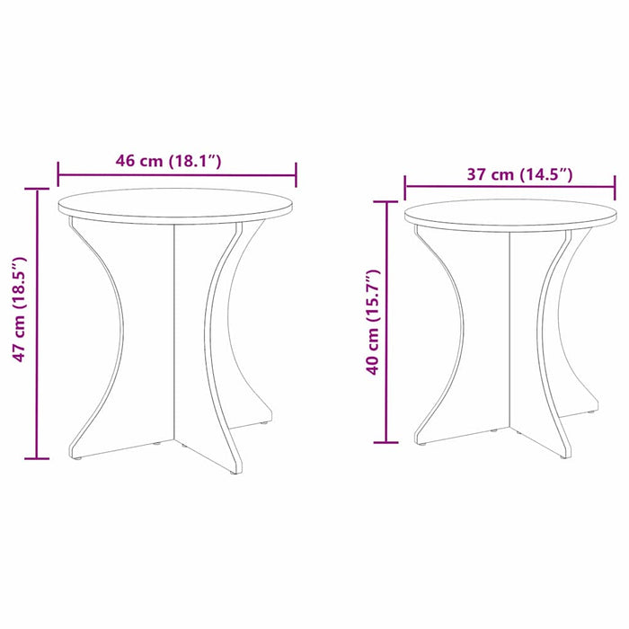 Kaffebord 2 pcs Voksbrun 46 x 46 x 47 cm Heltre furu