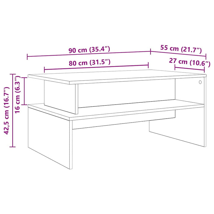 Kaffebord Gammelt tre 90 x 55 x 42.5 cm Konstruert tre