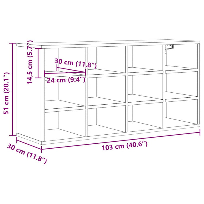 Skoskap med hylle artisan eik 103 x 30 x 51 cm Konstruert tre