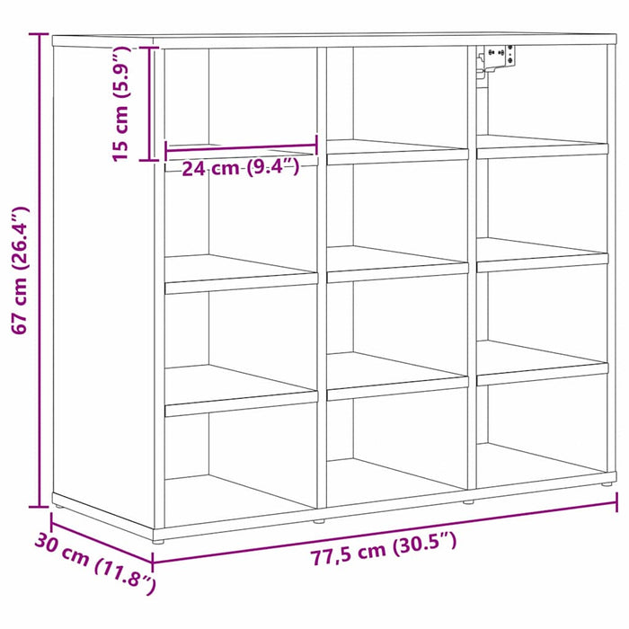 Skoskap med hylle artisan eik 77.5 x 30 x 67 cm Konstruert tre