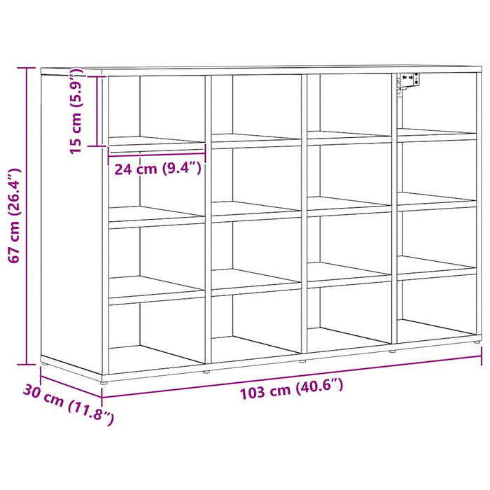Skoskap med hylle Gammelt tre 103 x 30 x 67 cm Konstruert tre