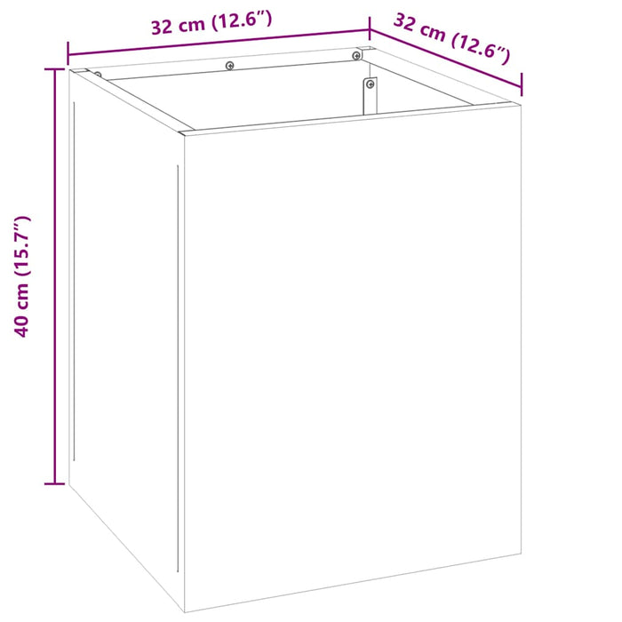 Hageblomsterpotte Hvit 32 x 32 x 40 cm Kaldvalsestål