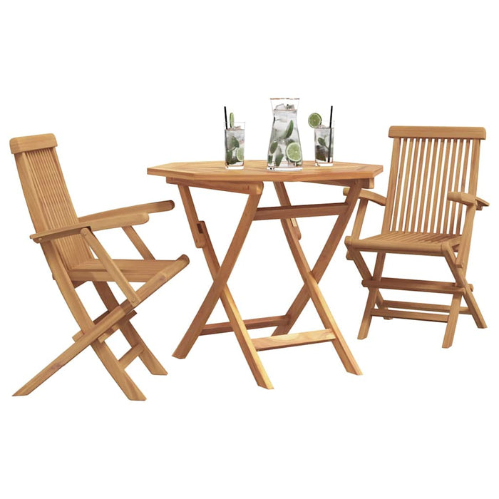 3-delt Sammenleggbar Hage Bistro Set Solid Tre Akasie