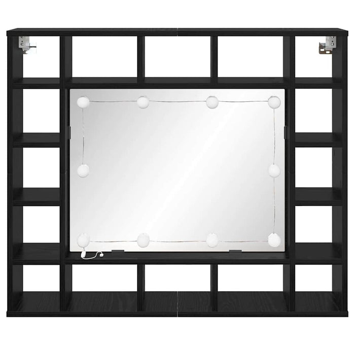 Speilskap med hylle Svart eik 91 x 15 x 76.5 cm Konstruert tre