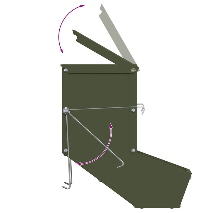 Kaninfôrer Olivengrønn 17,5 x 26 x 28,5 cm Kaldvalsget Stål