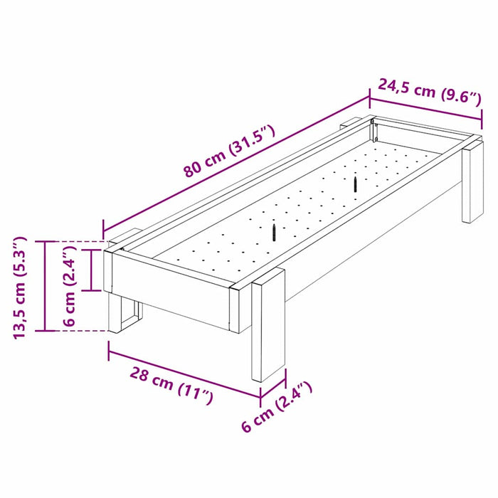 Kylling Fôringsrenne sølv 80 x 28 x 13.5 cm Galvanisert Stål