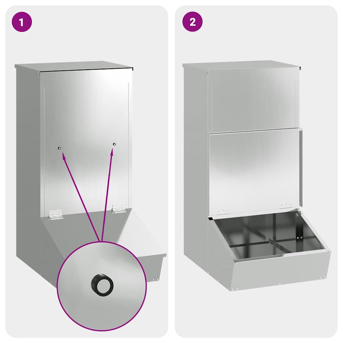 Fôringsautomat for Svin sølv 55 x 51 x 91.5 cm Galvanisert Stål