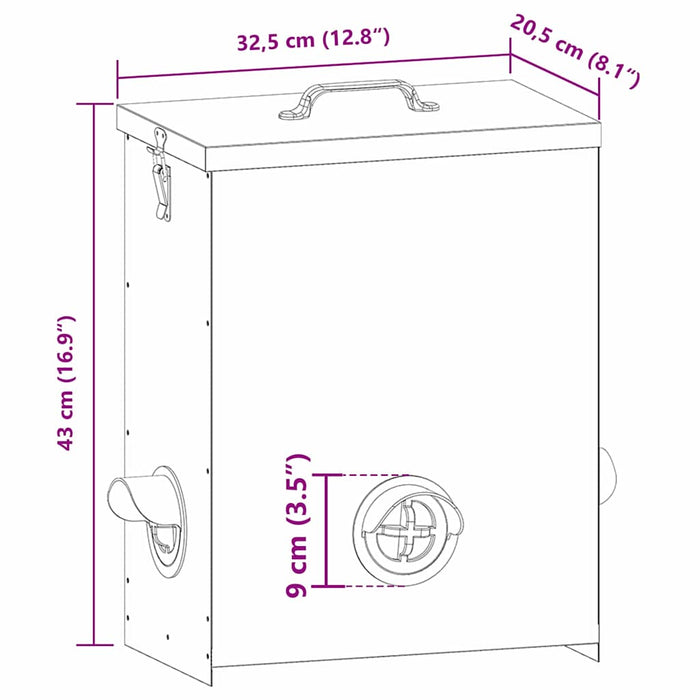 Hønsefutteral Svart 32,5 x 20,5 x 43 cm Kaldvalsget Stål