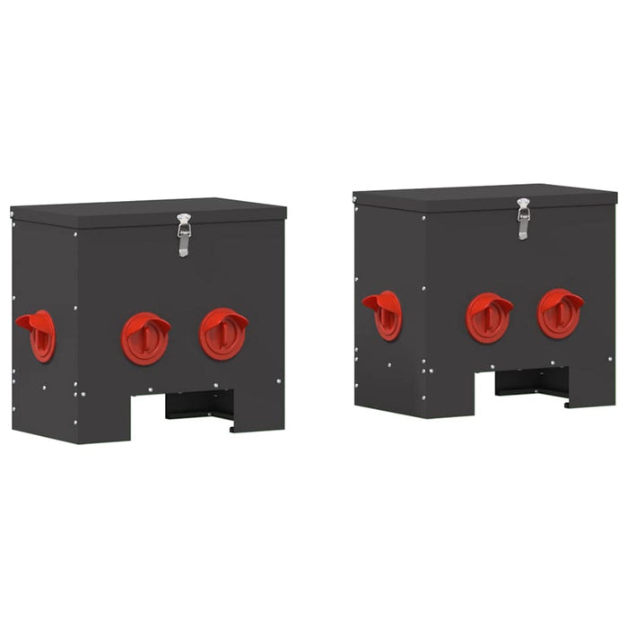 Hønsefutteral 2 pcs Svart 60.5 x 29 x 51 cm Kaldvalsget Stål