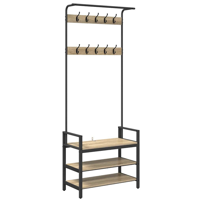 Kleshenger med hylle Sonoma eik 75 x 34 x 184 cm Konstruert tre