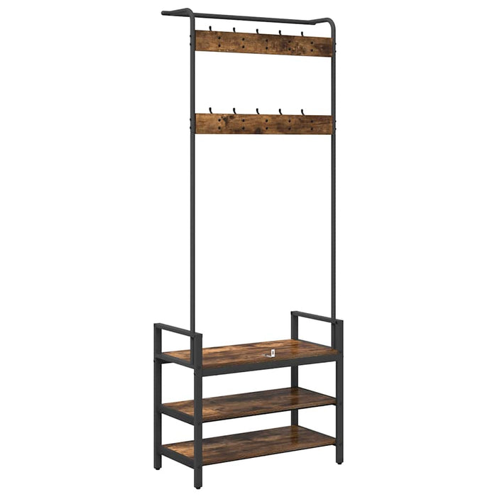 Kleshenger med hylle Røkt eik 75 x 34 x 184 cm Konstruert tre