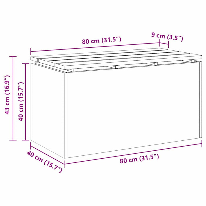 Hagebenk sølv 80 x 40 x 43 cm Galvanisert stål