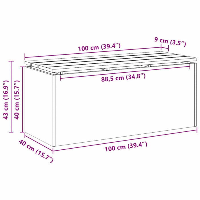 Hagebenk sølv 100 x 40 x 43 cm Galvanisert stål