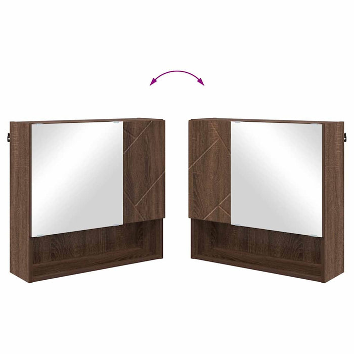 Baderomsinnredningssett med dør 2 pcs brun eik 61 x 35 x 64 cm