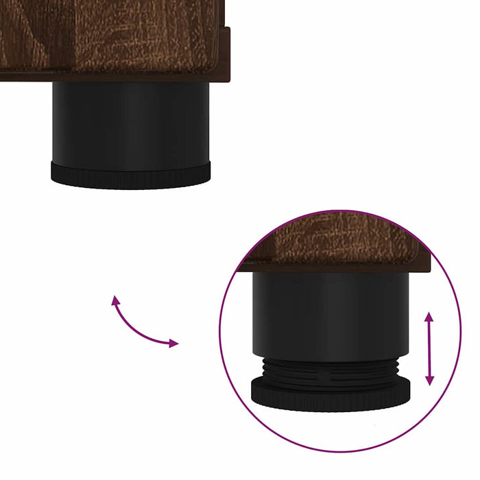 Baderomsinnredningssett med dør 2 pcs brun eik 61 x 35 x 64 cm