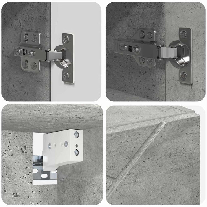 Baderomsinnredningssett med dør 4 pcs Betonggrå 61 x 35 x 64 cm