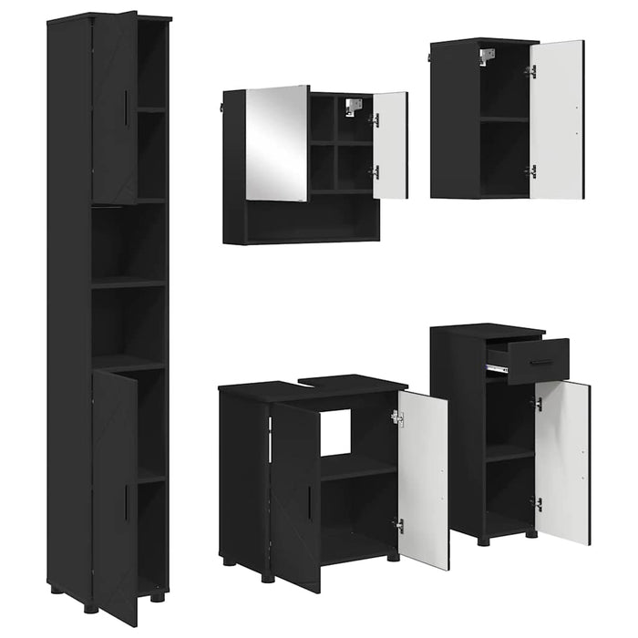 Baderomsinnredningssett med skuff 5 pcs Svart 61 x 35 x 64 cm