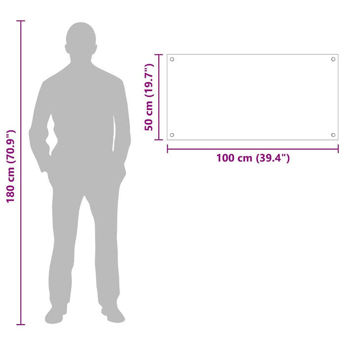 Kjøkkenbakplate Svart 100 x 50 x 0,8 cm herdet glass