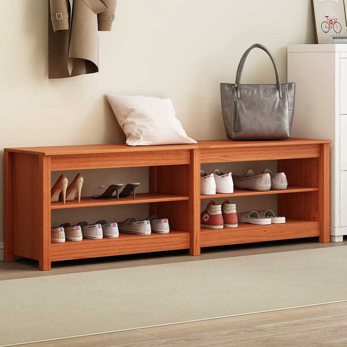 Skobenk med hylle Voksbrun 160 x 36,5 x 50 cm Heltre furu