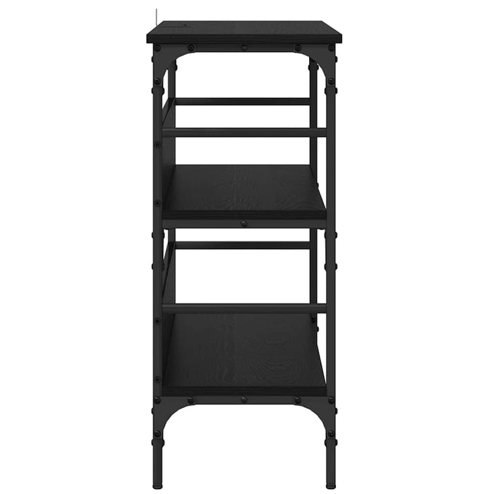 Konsollbord med hylle Svart eik 100 x 32 x 75 cm Konstruert tre