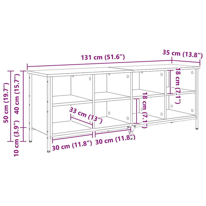 Sko Skap Svart Eik 131 x 35 x 50 cm Ingeniørtre og jern