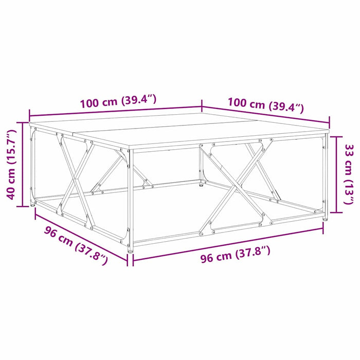 Kaffebord Gammelt tre 100 x 100 x 40 cm Konstruert tre