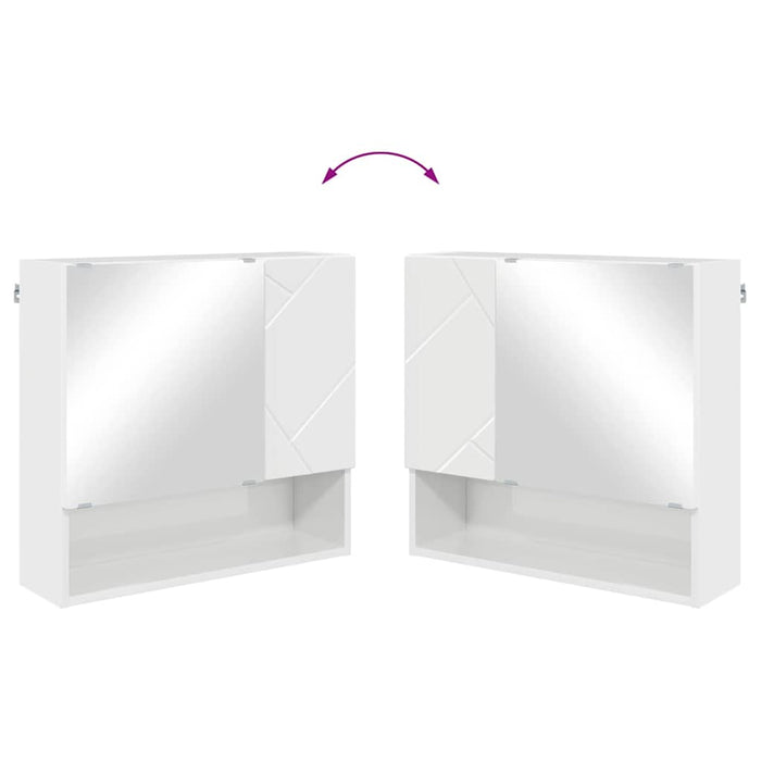 Speilskap med dør Høyglans hvit 59 x 17 x 55 cm Konstruert tre