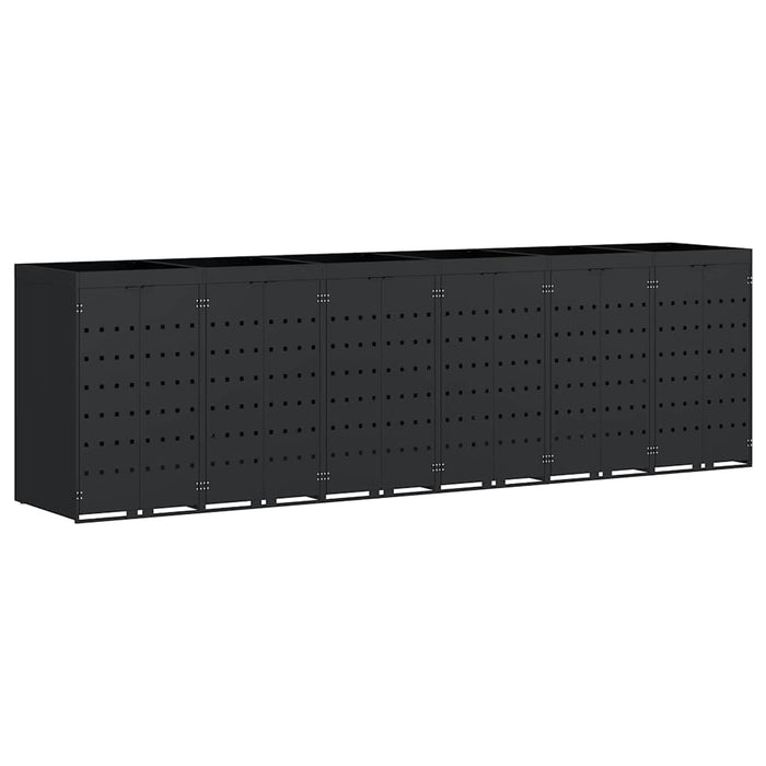 Oppbevaring for 6 søppelbøtter Svart 408 x 77,5 x 121,5 cm