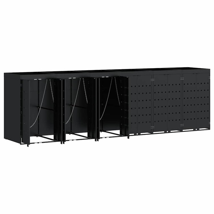 Oppbevaring for 6 søppelbøtter Svart 408 x 77,5 x 121,5 cm