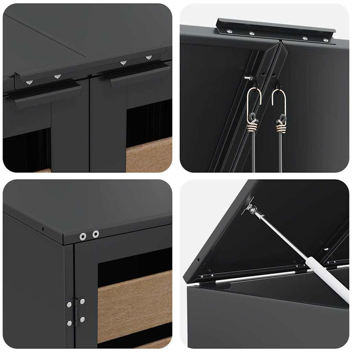 Oppbevaring for 3 søppelbøtter Antrasitt 340 x 77.5 x 115.5 cm