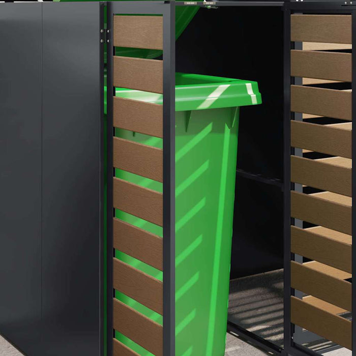 Oppbevaring for 3 søppelbøtter Antrasitt 340 x 77.5 x 115.5 cm