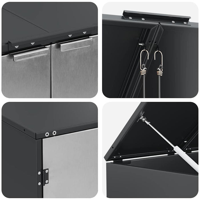 Oppbevaring for 3 søppelbøtter Antrasitt 340 x 77.5 x 115.5 cm