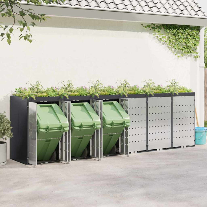 Oppbevaring for 3 søppelbøtter Antrasitt 340 x 77.5 x 115.5 cm