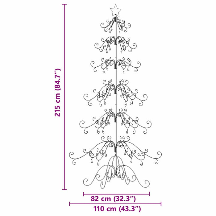 Metall juletre med stativ Gull 215 cm Pulverlakkert stål