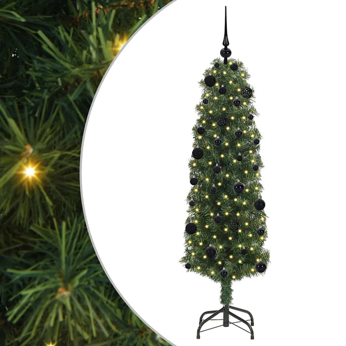Kunstig juletre med LED -stripelys grønn 150 cm PVC