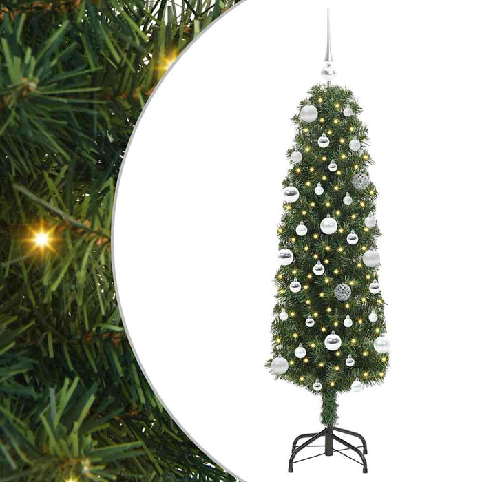 Kunstig juletre med LED -stripelys grønn 150 cm PVC
