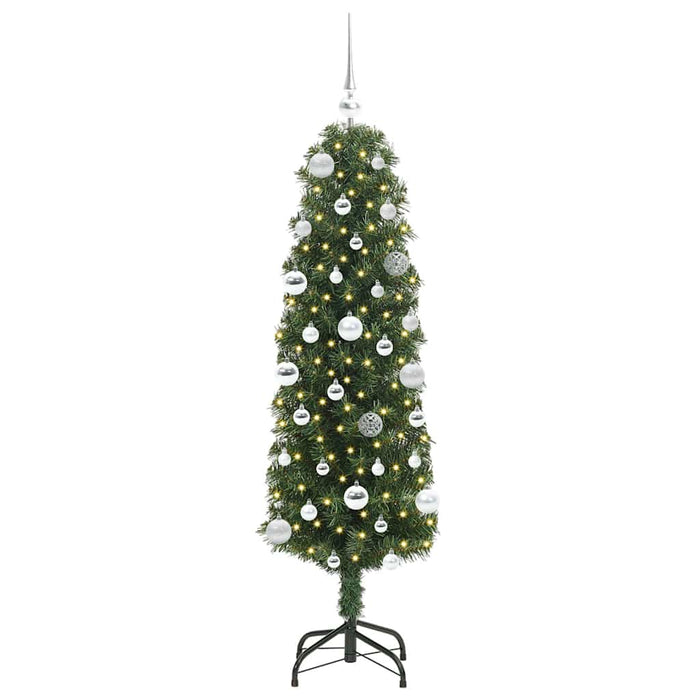 Kunstig juletre med LED -stripelys grønn 150 cm PVC