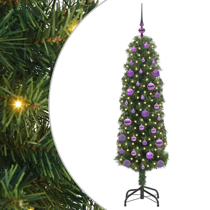 Kunstig juletre med LED -stripelys grønn 150 cm PVC