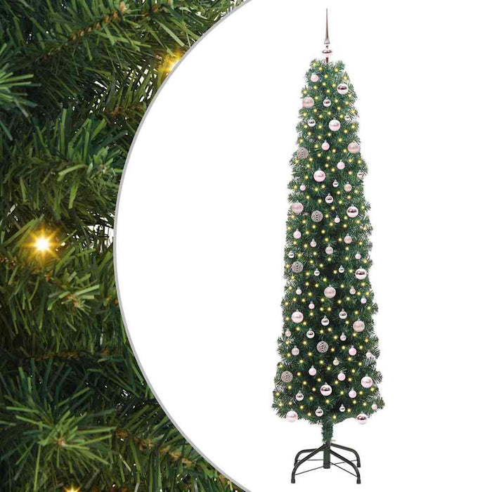 Kunstig juletre med LED -stripelys grønn 240 cm PVC