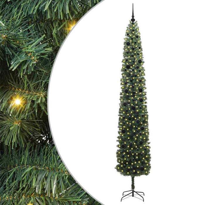 Kunstig juletre med LED -stripelys grønn 270 cm PVC