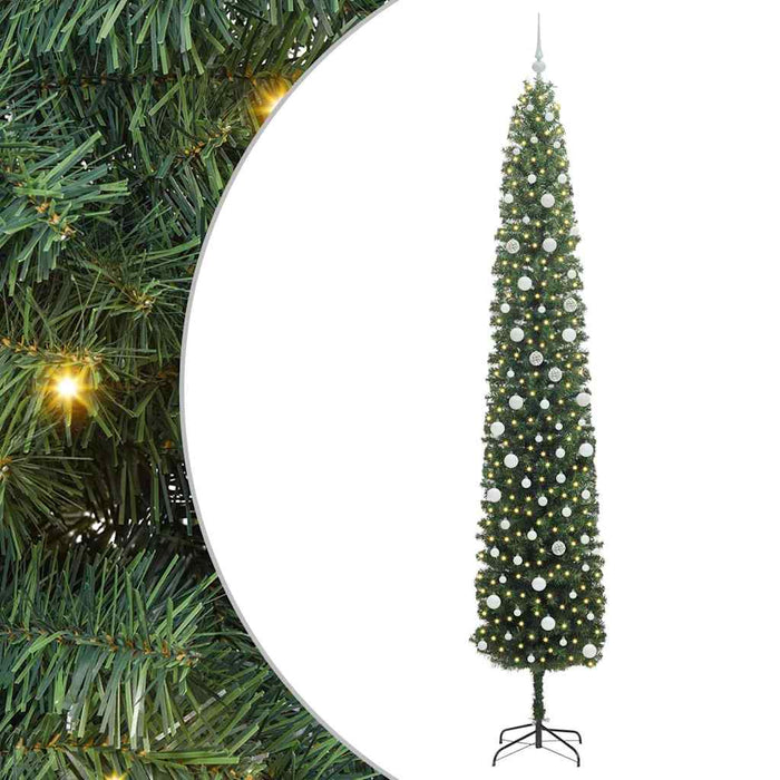 Kunstig juletre med LED -stripelys grønn 300 cm PVC