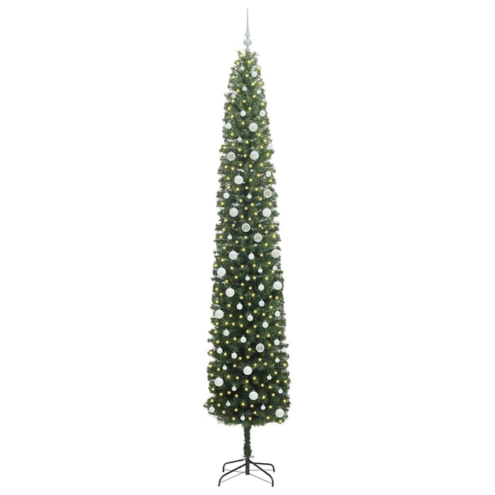 Kunstig juletre med LED -stripelys grønn 300 cm PVC