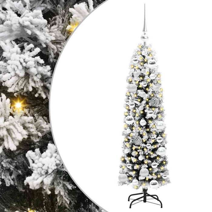 Slim juletre med 150 LED grønn 120 cm Plast og metall