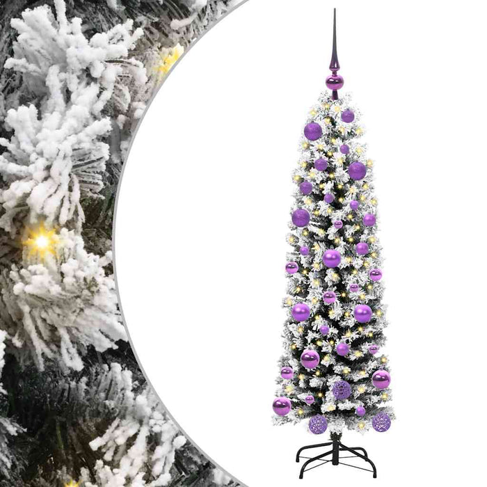 Slim juletre med 150 LED grønn 120 cm Plast og metall