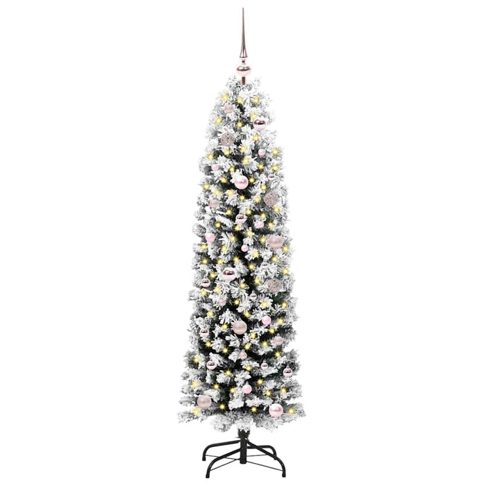 Kunstig juletre with LEDs med stativ Grønn og hvit 150 cm PVC