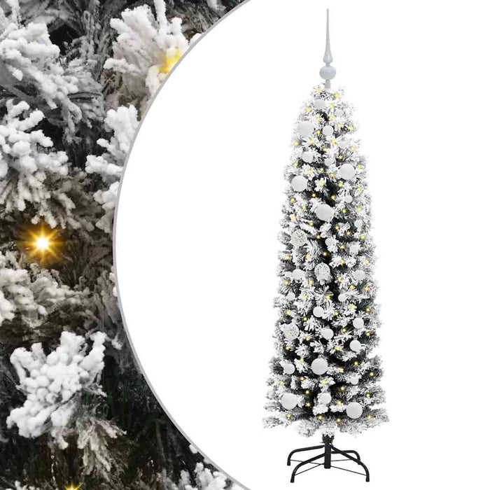 Kunstig juletre med LED -stripelys Grønn og hvit 150 cm PVC