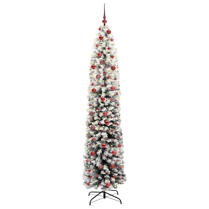 Kunstig juletre med LED -stripelys Grønn og hvit 210 cm PVC
