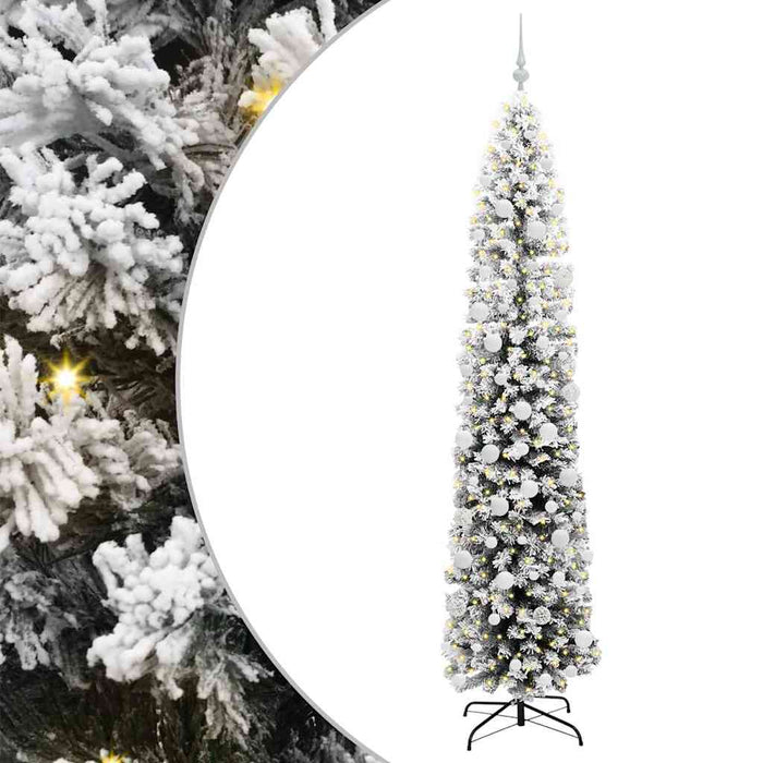 Kunstig juletre med LED -stripelys Grønn og hvit 210 cm PVC